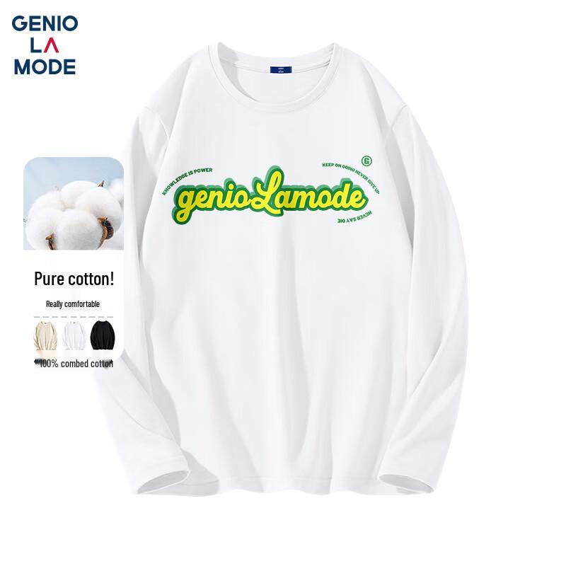 GENIOLAMODE Men's Loose Fit Round Neck Long Sleeve T-Shirt