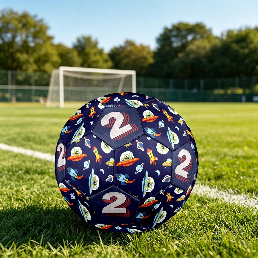 1PC Space Adventure Creatures Number Two Soccer Ball Size 5 Football Machine Sewn Indoor/Outdoor Universal Football W118