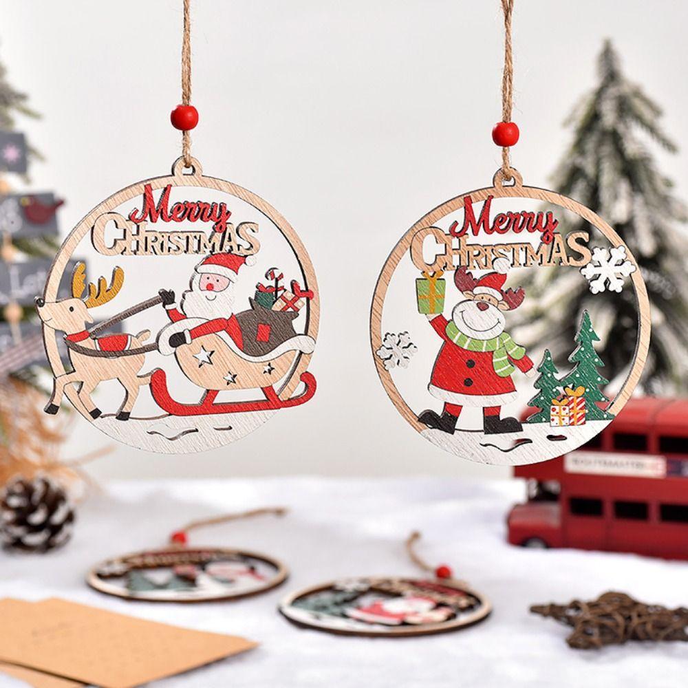 

Wooden Christmas Ornament Snowman/Santa Claus/Elk Christmas Decoration New Year Gift