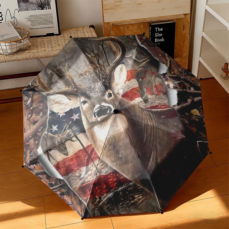 1pc American flag patriotic pet Umbrella Portable Folding Umbrella Iron Frame Hole Bone Structure Outdoor Home Umbrella