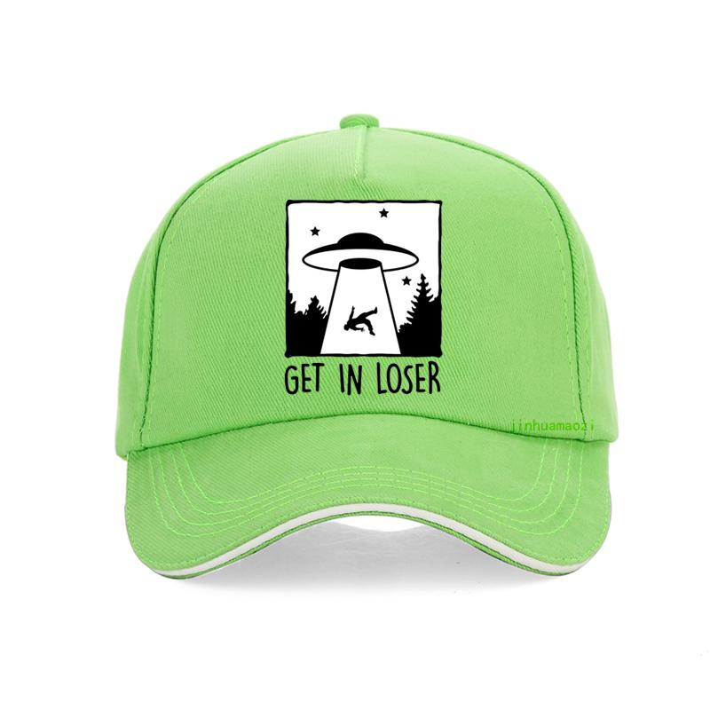 Get In Loser It Was Sucked Away By The Spaceship In The Forest Funny Baseball Cap Creative Design Alien Hat Golf Snapback Hats