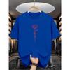Men's Summer Fashion Casual Loose Rose Pattern Printed Crew Neck Short Sleeve T-Shirt