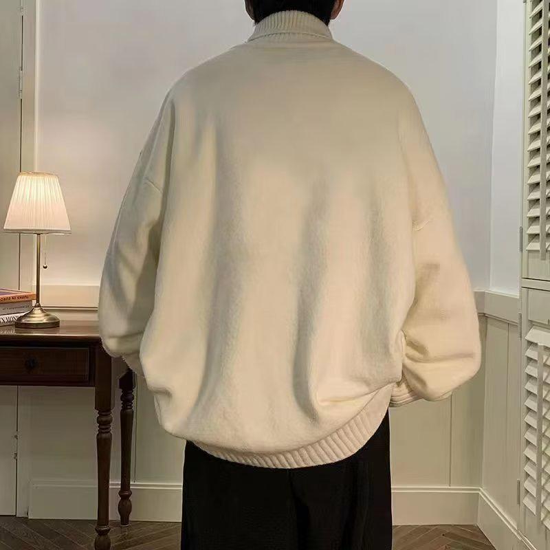 Herren Hochhals Vintage Japanischer Stil Pullover - Herbstmode Layered Strickoberteil