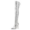 Metallische Over-the-Knee-Stiefel Damen Spitz zulaufende Spitze Stilettoabsatz Große Größen Mode