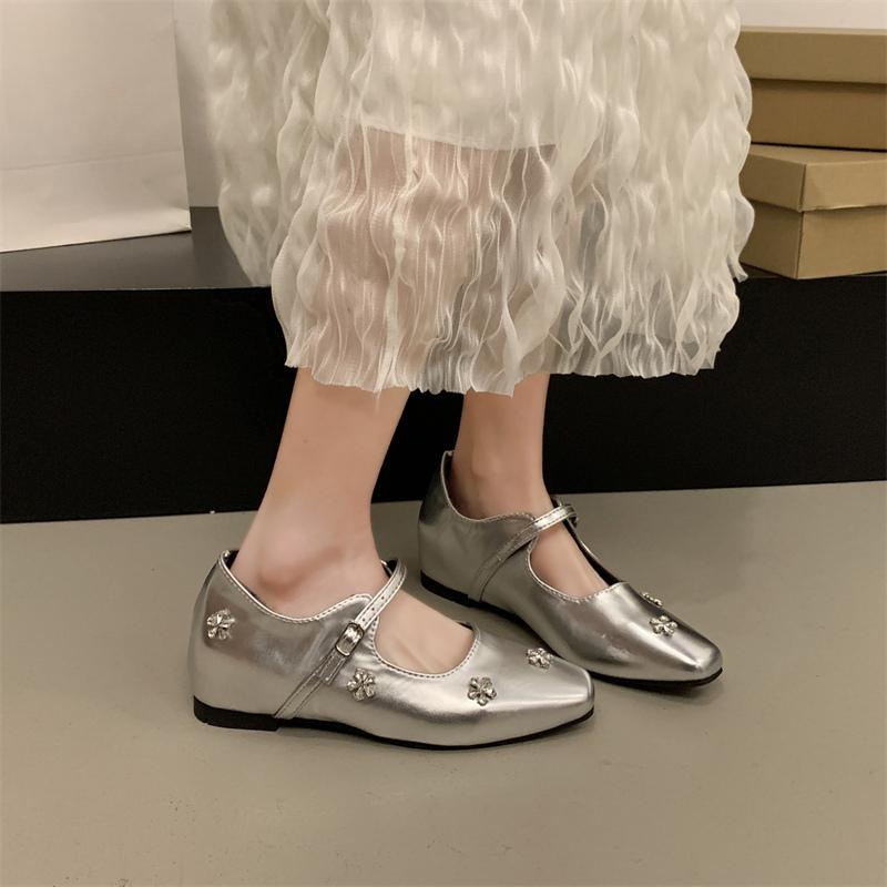 Fashion 2025 New Female Mule Crystal Rhinestone Pointy Mary Jane Shoes Low Heeled Sandals Fashion Slipper Luxury Party