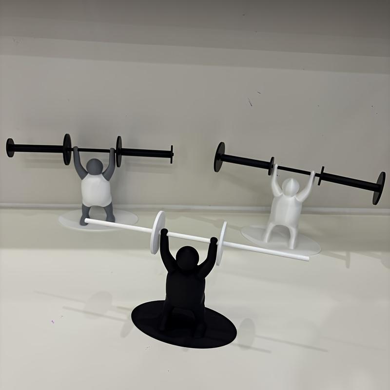 Stylish 3D Funny Weightlifting Toilet Paper Holder | Durable PLA Material, Bathroom Organizer, Unique Indoor Decor, Playful Design