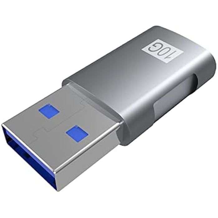 AISENS - A108-0655 - Mini Adaptateur USB 3.2 Gen2 10G 3A, Type USB-C/H-A/M, Gris