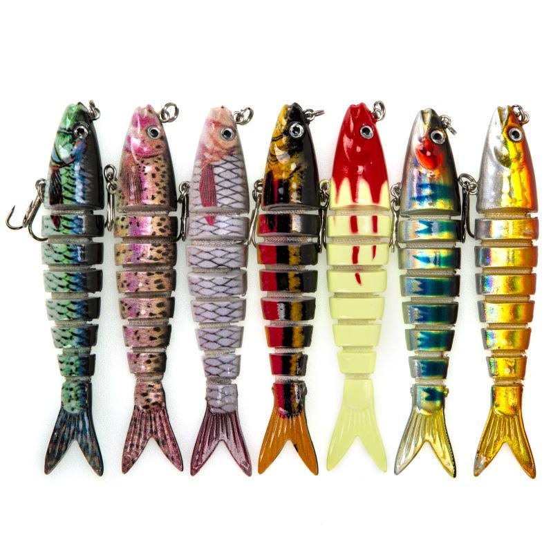 Multi-color 9cm/7g Bionic Multi-jointed Fish Lure with Rattling Beads for Sea Fishing.