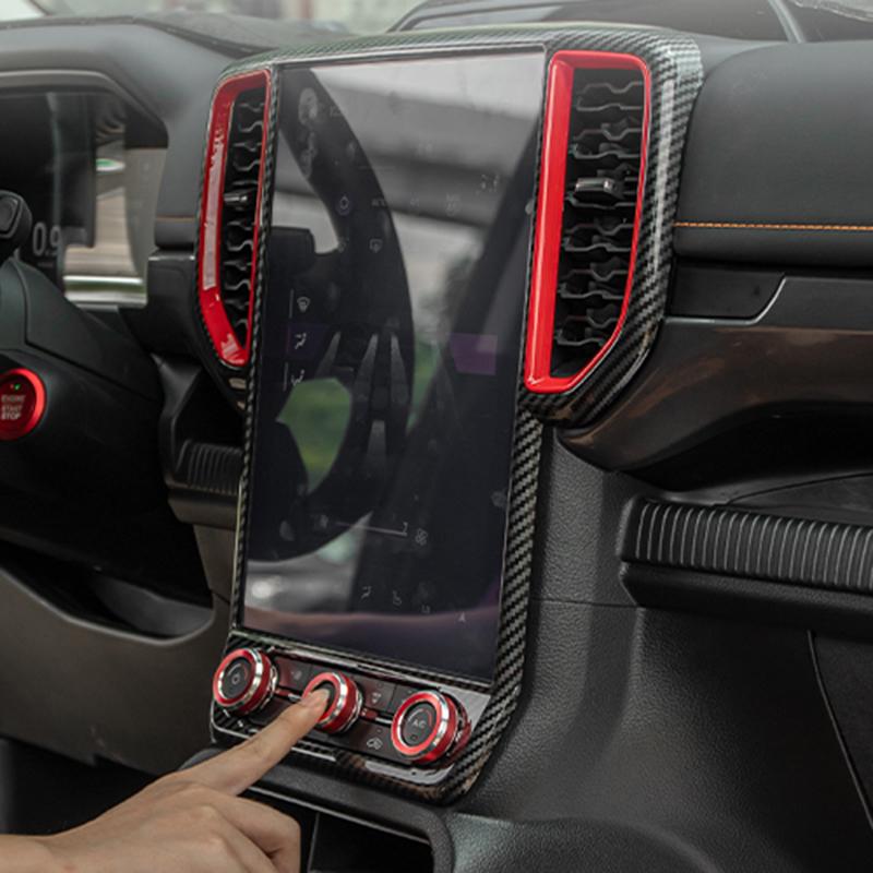 For Ford Ranger 2025 Central Control Air Outlet Screen Decorative Frame Cover Sticker Interior Car Accessories ABS Material Sets