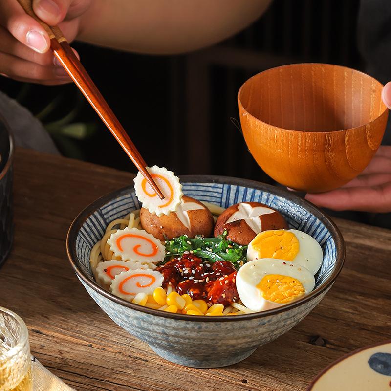 Japanese Noodle Bowl Household Kitchen Restauran Fresh Fruit Salad Rice Lamian Noodles Soup Ramen Bowl Decorative Tableware