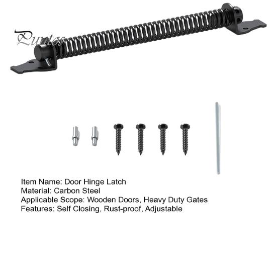 Door Hinge Latch Self Closing Door Spring Adjustable Tension Outdoor Gate Closer Rust-proof Automatic Fence Door Latch for Wooden Heavy Duty Gates