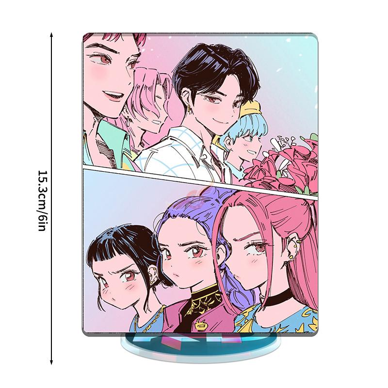 K-pop Demon Hunters Desktop Ornament Hunters Boys Group Figure Acrylic Stand Cartoon Ornaments Anime Po Frame