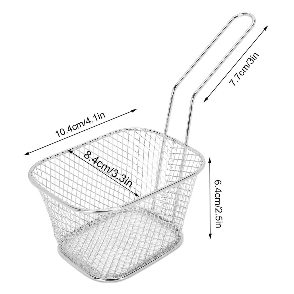 4Pcs Stainless Steel Frying Net Basket Cooking Strainer for French Fries Food Kitchen ToolSilver