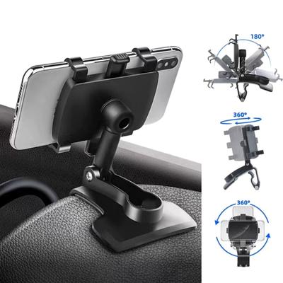 Car Dashboard Phone Holder Mobile Phone Stand Rotatable Car Clips Smartphone Bracket Sun Visor Mirror Mount Support