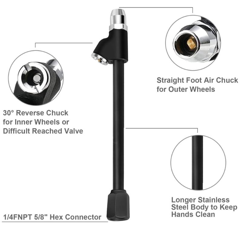 Double Head Air Chuck Tires Chucks Tire Inflator Rod 1/4inch for for Car Truck Bus Tractors