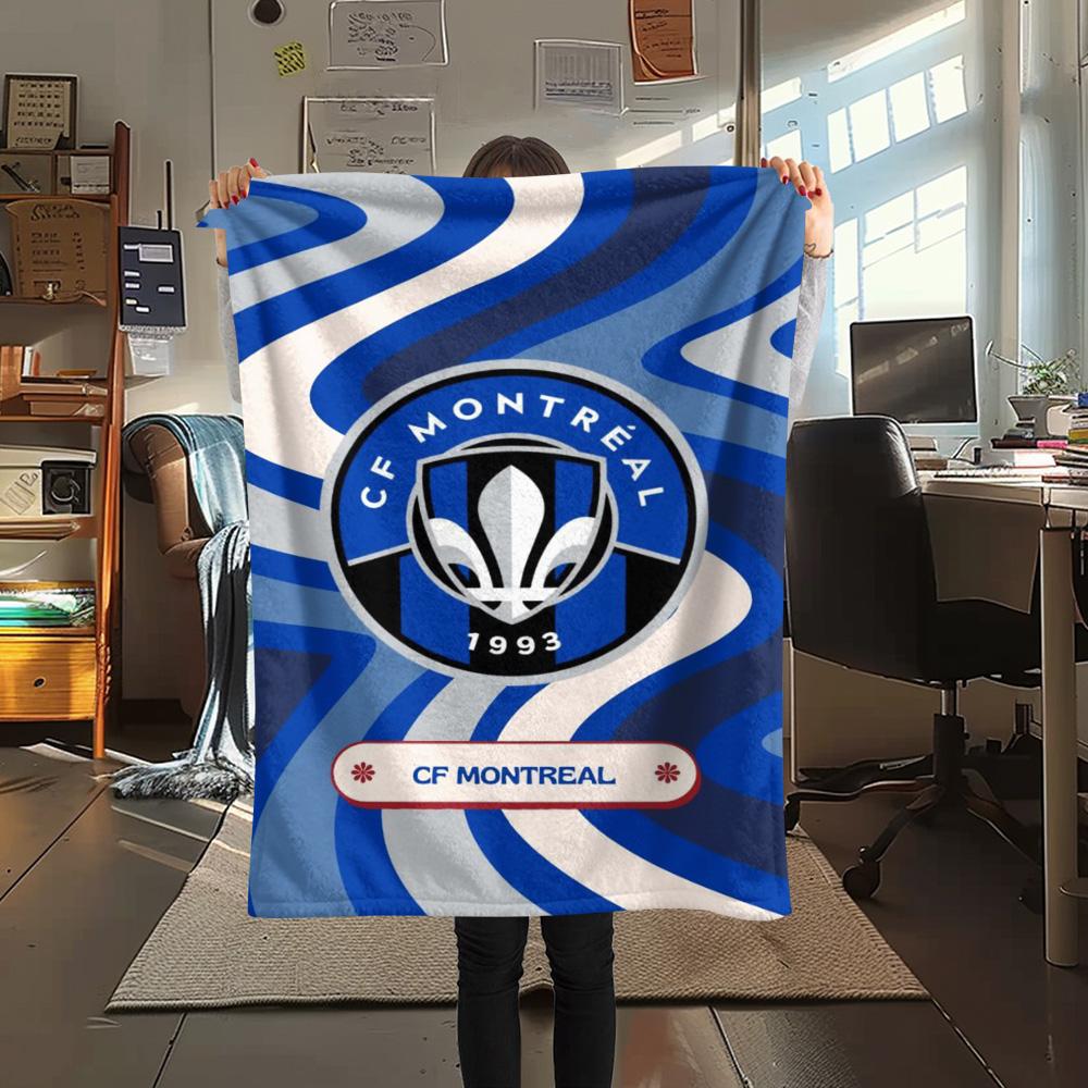 1Pc CF Montreal Print Flannel Blanket High Quality Warm Comfortable Cover for All Seasons Perfect for Gifts Home Decor