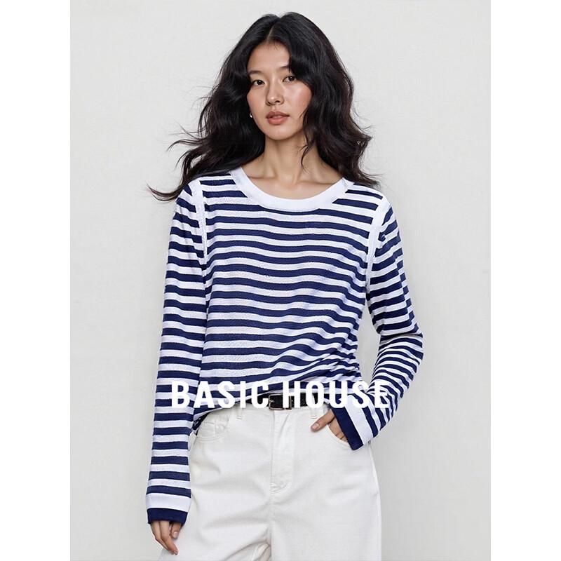 

Basic House Women s Striped Tencel Long Sleeve T-Shirt XL