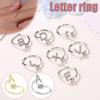Women's Fashion Alphabet Ring  Couple Ring Opening  Ring Jewelry