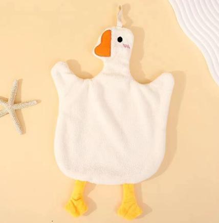 Kitchen Hand Towel Soft Absorbent Microfiber Animal Shaped Hand Drying Cloth Practical Kitchen Accessory with Loop for Hanging One Size белый