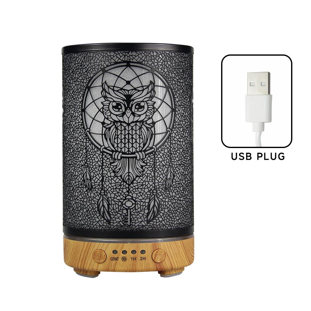 Hohle Eule Ätherischer Öl Diffusor 100ml Ultraschall Luftbefeuchter Nachttisch Dekoration Licht Duftverteiler mit LED Nachtlichtern