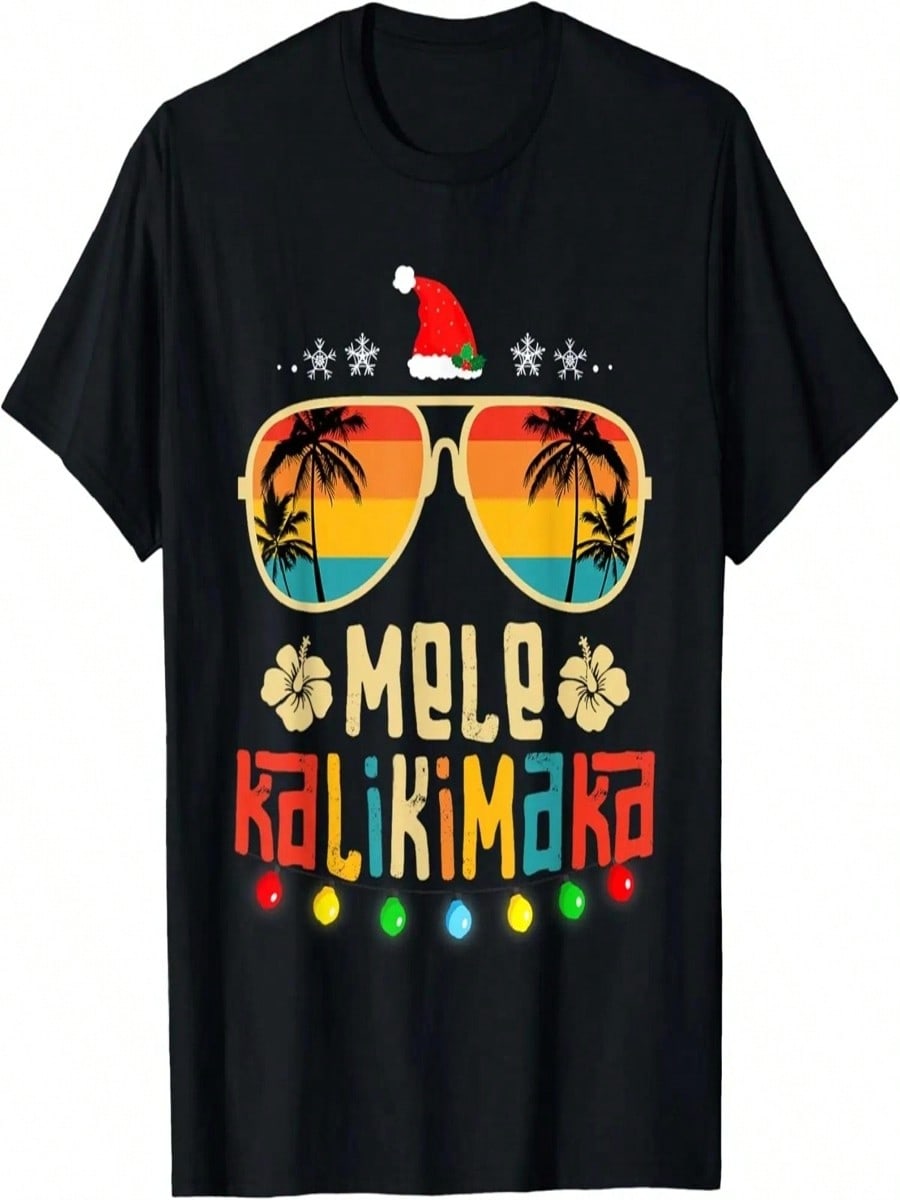 Mele Kalikimaka Рождественская Гавайская Одежда, Санта Женская Мужская Футболка S разноцветный