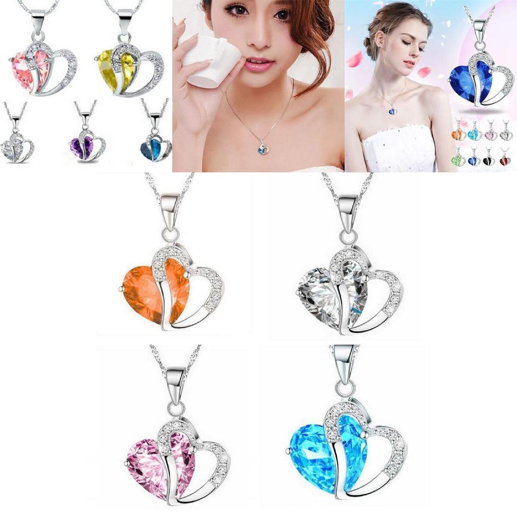 Elegant Heart-shaped Zircon Crystal Necklace Collarbone Chain For Women Employee Gifts Wedding Celebration
