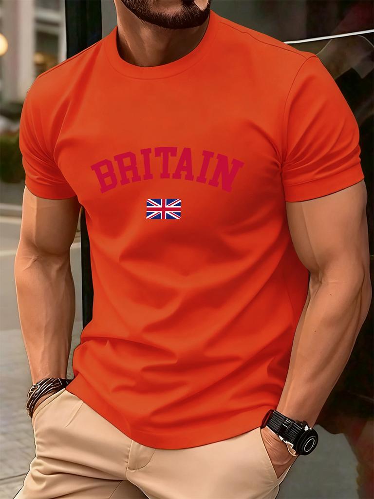 Britain Text With Flag Prints Cotton TShirts Men Summer Oversized ONeck T Shirt Comfortable Short Sleeve Tops Basic Clothes