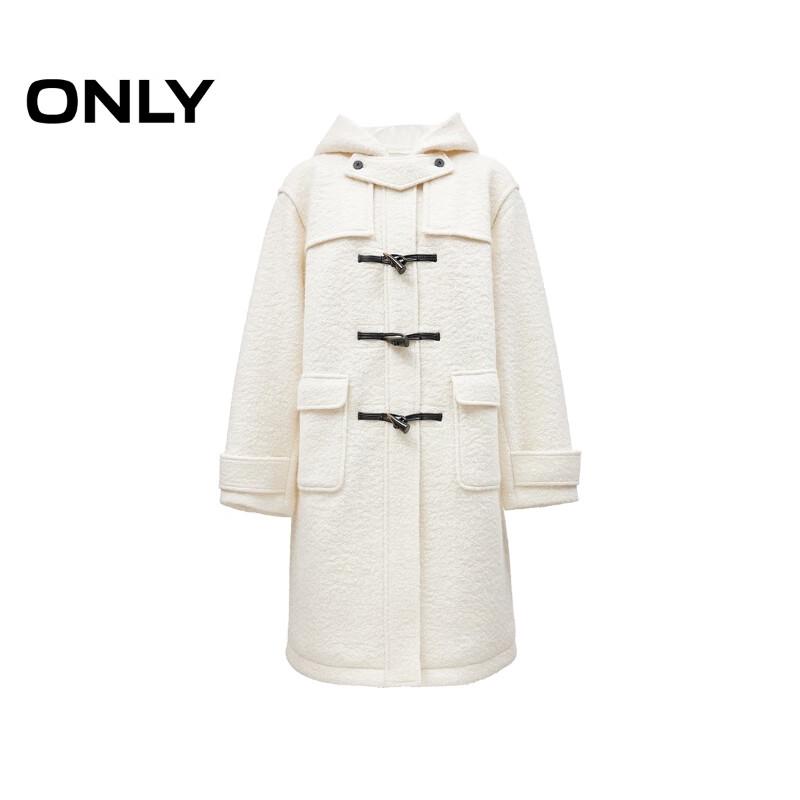 ONLY Women's Elegant Wool Blend Hooded Long Coat