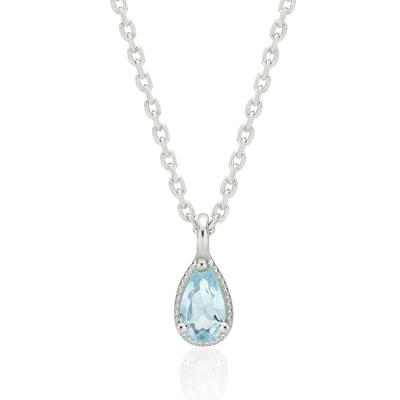 Silver925 Simple Dew Blue Necklace
