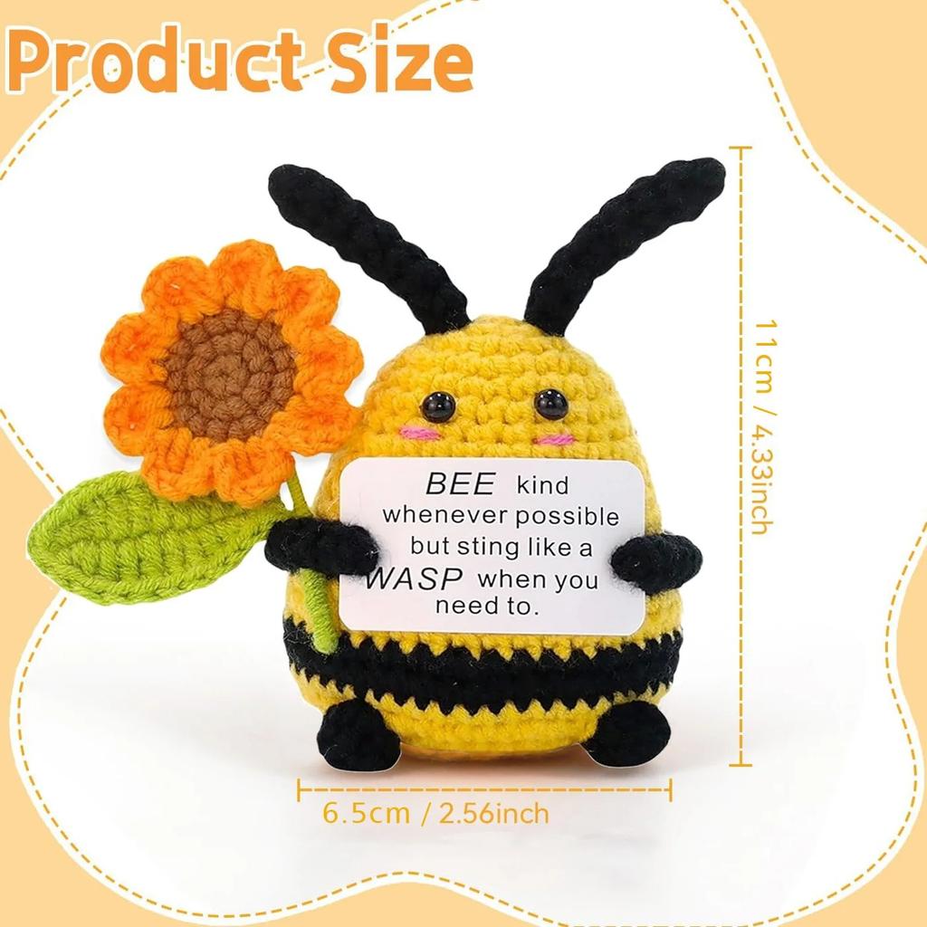 Bambola all'uncinetto Energia Positiva Tasca Abbraccio Fatto a Mano Maglia Peluche Patata Pianta Avocado Ape Tartaruga Anatra Divertente Regalo di Supporto Emotivo