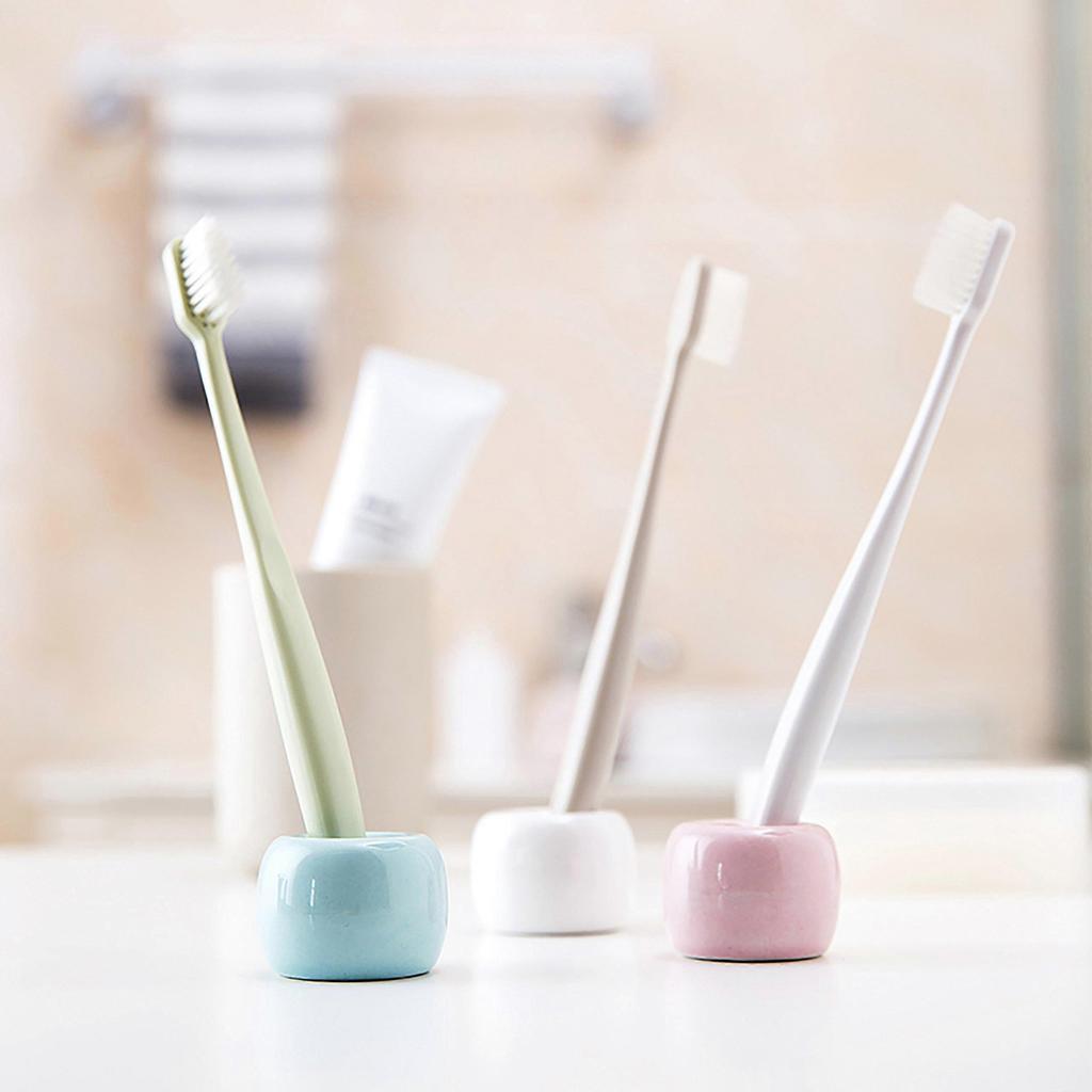 2PCS Ceramic Toothbrush Holder Stand, Mini Handmade Couple Toothbrush Storage for Bathroom Vanity Countertops