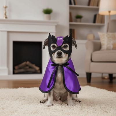 Verstellbares Hunde-Halloween-Kostüm Cartoon Dekorative Haustier-Zaubererumhang mit Gesichtsmaske Fledermaus Haustier-Verwandlungskostüm
