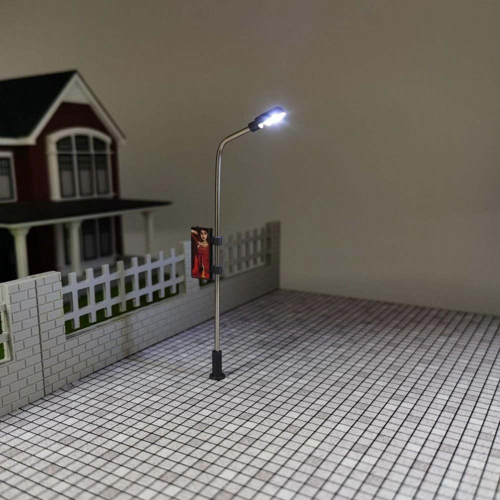 5pcs 1:100/150/200 Miniature Street Lamp Model Stainless Steel Model Making Led Light