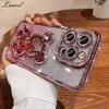 Glitter Quicksand Bear Diamond Case for For Iphone 1 14 13 16 17 Pro Max 17 Air Plus 11 12 Gradient Rhinestone Plating Soft Cover
