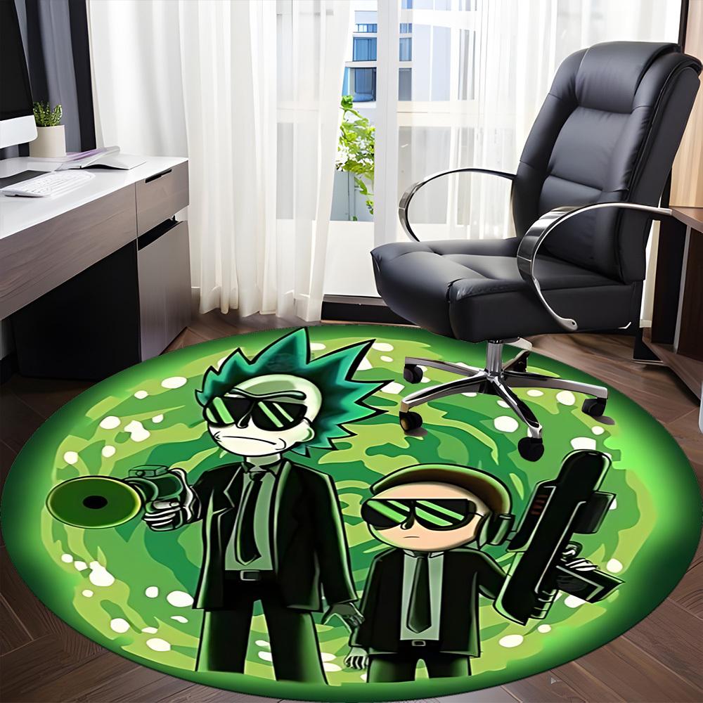 Tappeto Rotondo da Ufficio Rick e Morty, Antiscivolo, Morbido e Durevole, per Decorazione d'Interni, Perfetto per Ufficio, Bella Decorazione