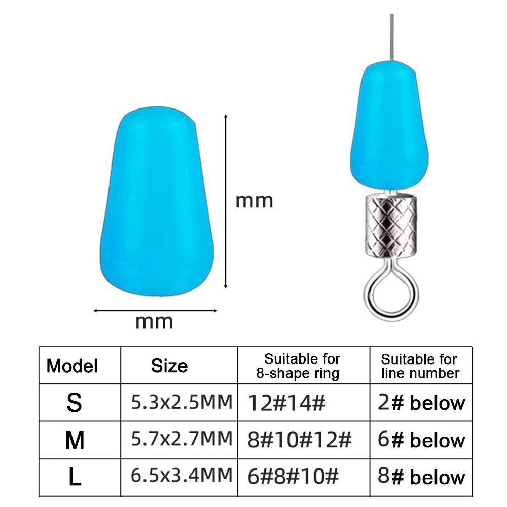50Pcs/lot Anti-winding Rubber Space Bean High Quality Sea Carp Fly Fishing Blue Rubber Oval Stopper Fishing Float Fishing Bobber