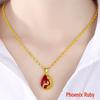 Gold-Plated Double Water Wave Necklace with Ruby & Emerald Pendant