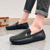Herren Mokassins Fahrschuhe Leder Flats Lässige Slipper Übergröße Farbdruck Schuhe für Herren