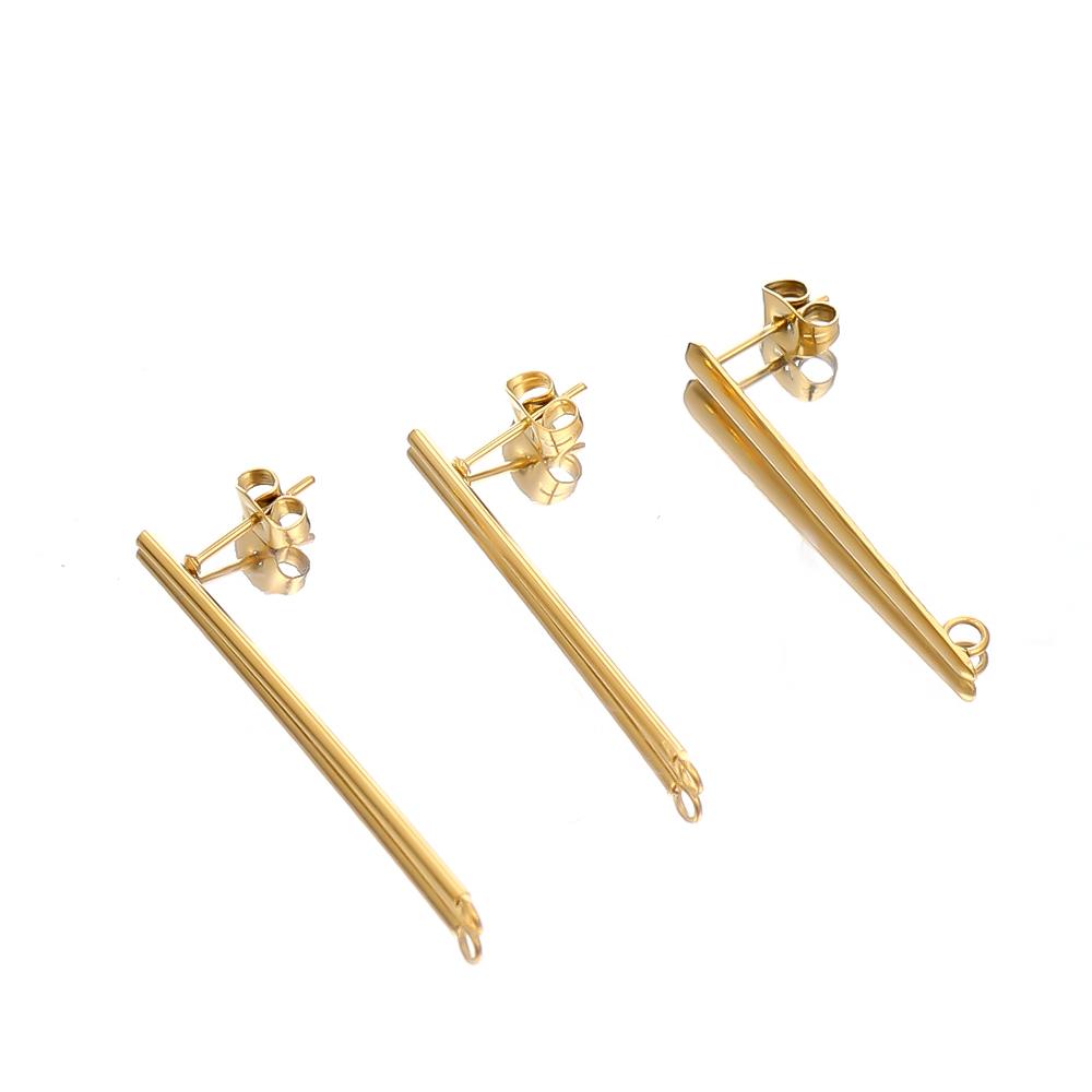 10pcs Gold Color Fashion Women Earrings Findings Stainless Steel Stud Earring Long Stick Connector Pendant DIY Jewelry Making