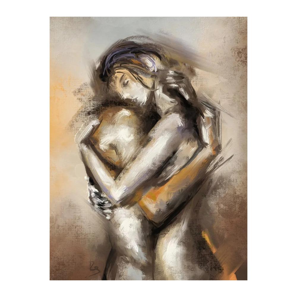 Abstract Couple Kiss Hug Erotic Nude Lovers Embracing Fantasy Sexual Poster Wall Art Pictures Canvas Painting Room Home Decor