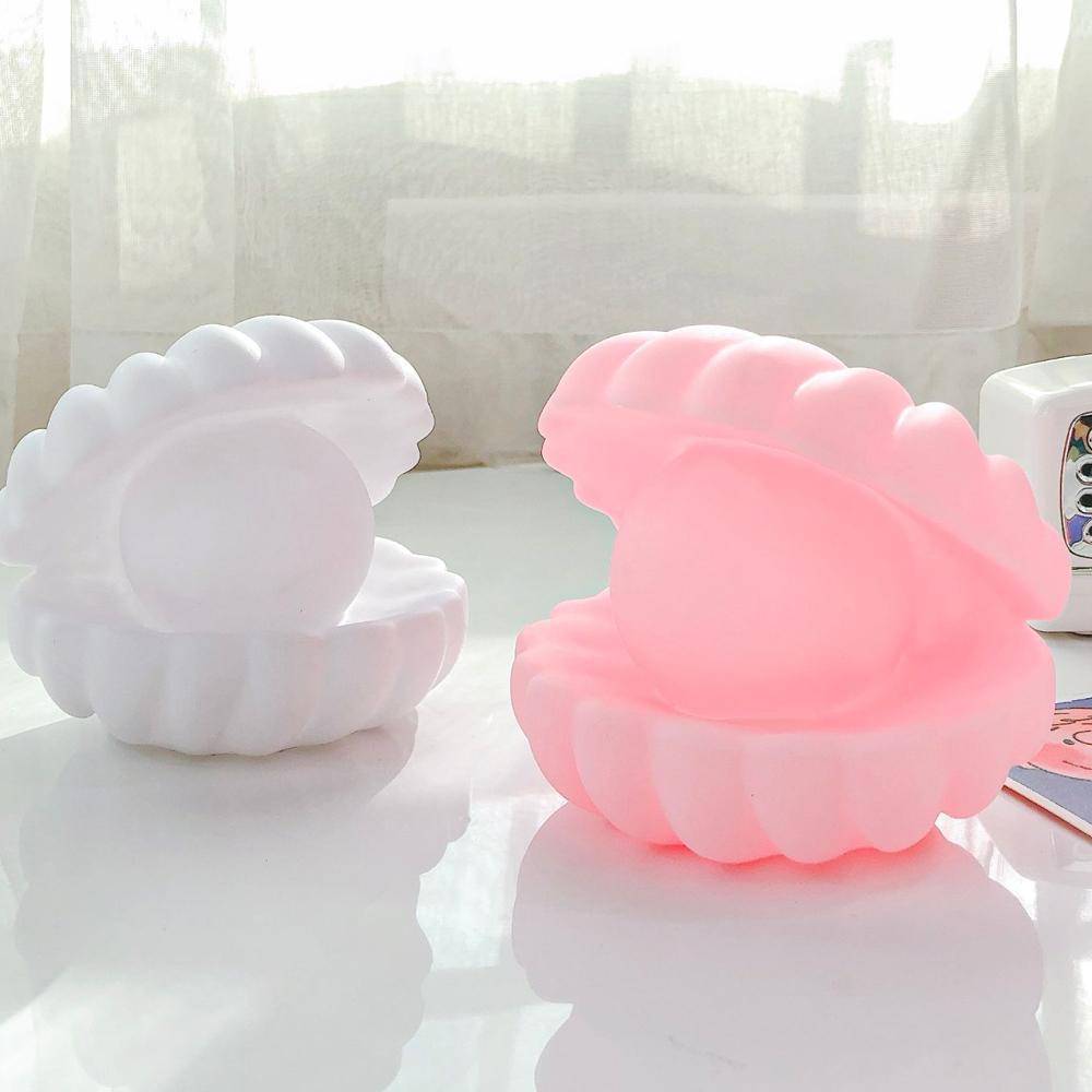 Neu Keramik Shell Perle LED Nachtlicht Streamer Fee Shell Nordic Nacht Lampe Nacht Wohnkultur Schlafzimmer Nacht