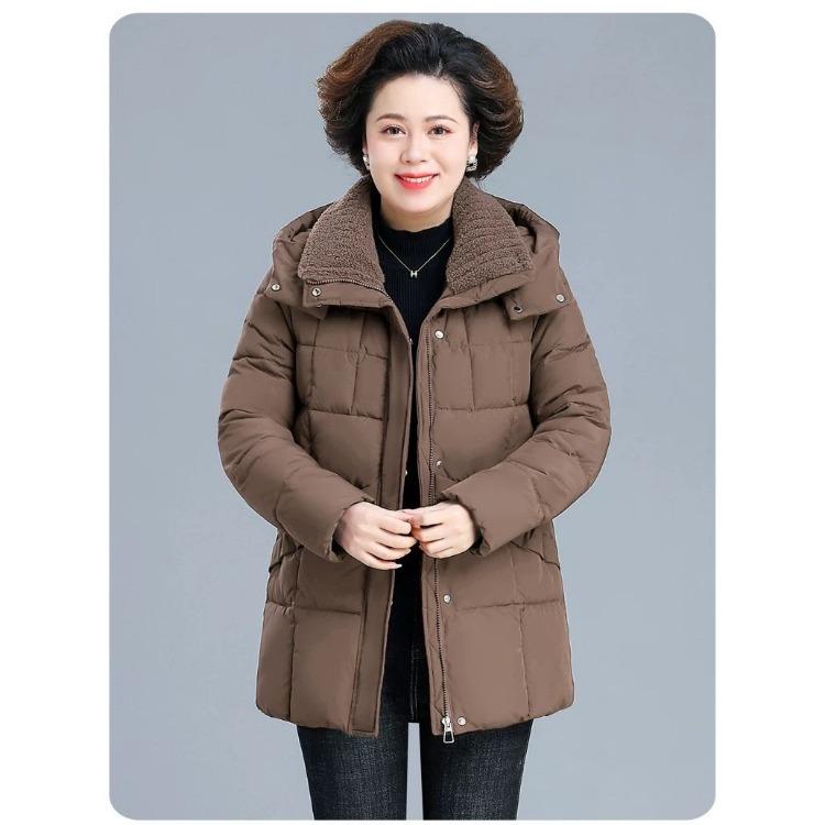 Jachetă de iarnă căptușită din bumbac îngroșat pentru femei de vârstă mijlocie, haină lungă de puf pentru o căldură suplimentară