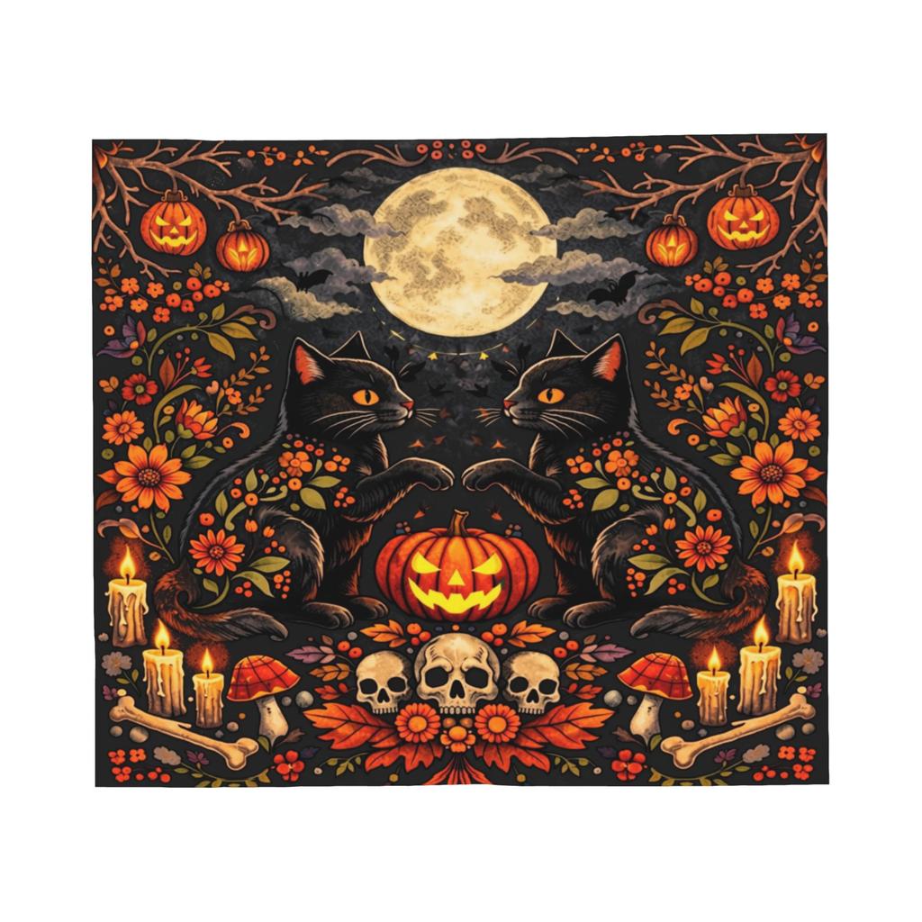 Halloween Black Cats Knitted Blanket Witchy Spooky Flannel Throw Blankets Home Couch Personalised Ultra-Soft Warm Bedspreads