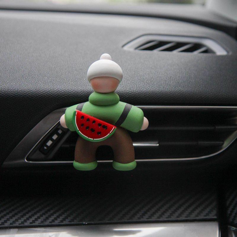 

Creative Handmade Gymnastics Figure Car Air Freshener for Car Air Conditioning Vent Decoration, Aroma Diffuser Stone, Car Interior Ornament Watermelon Villain (Green Clothes)