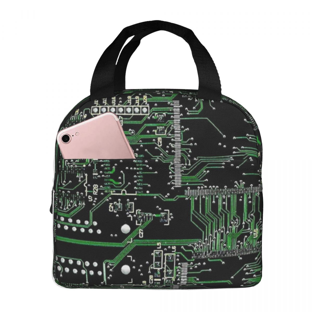 Circuit Board Green Insulated Lunch Bag for Women Office Cooler Thermal Food Box Tote Leakproof Lunch Boxes Container One Size