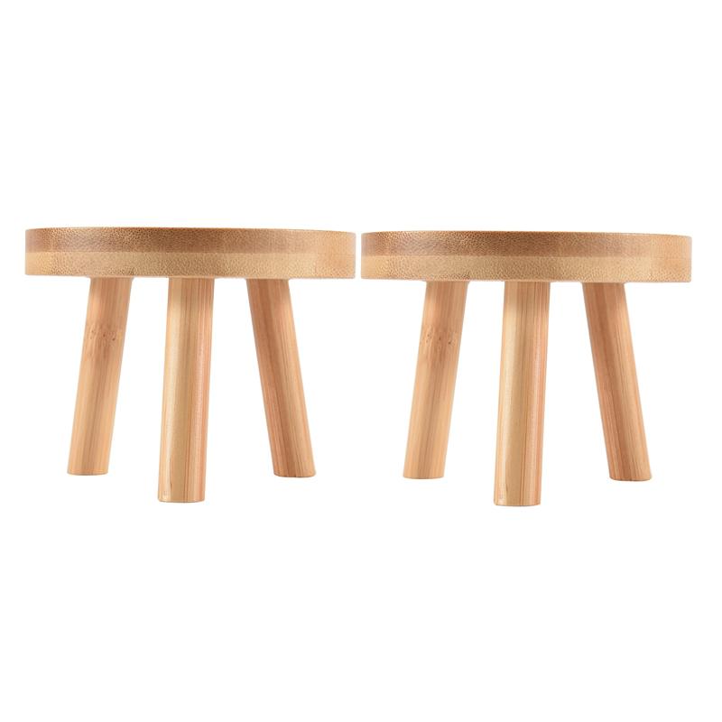 ABMH-2X Wooden Plant Stand Flower Pot Base Holder Stool High Stool Balcony Succulent Round Flower Shelf For Indoor Outdoor