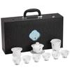 Hongyu 'Boating' 10-Piece Ice Jade Porcelain Gaiwan Tea Set with Leather Case