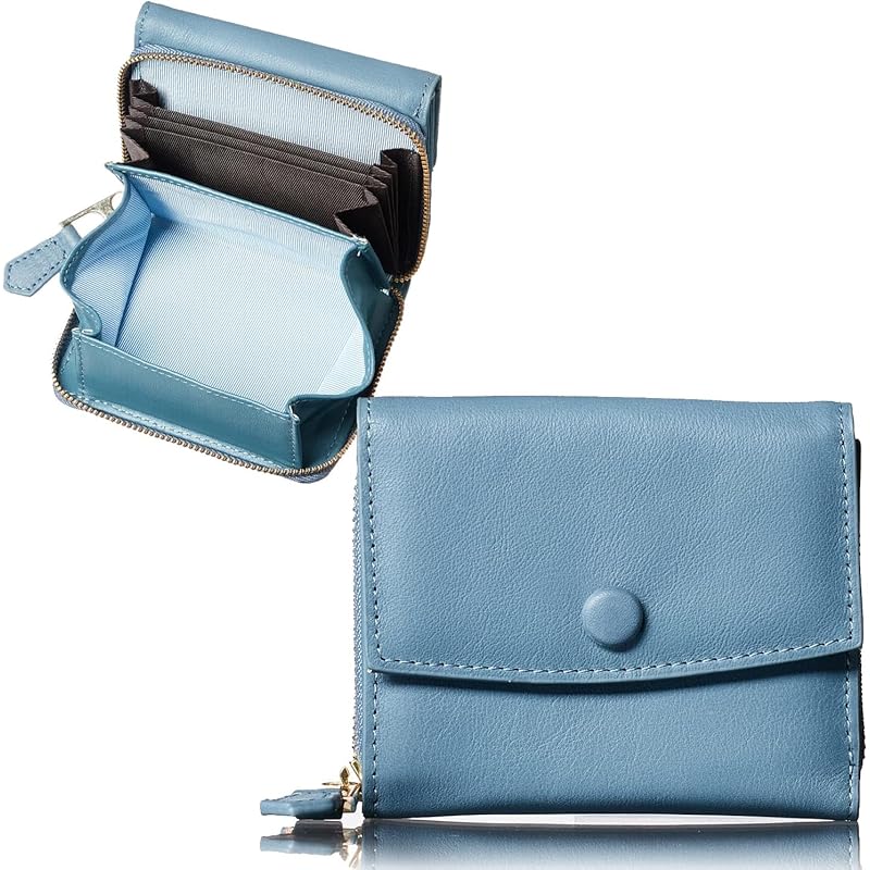 

[Rinle] wallet ladies compact trifold small folding wallet mini wallet folding wallet large capacity leather genuine leather easy to use brand