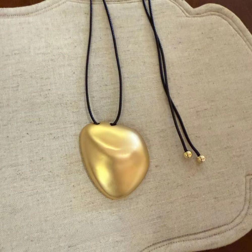 Gold Silver Irregular Necklace Matte Metal Long Sweater Chain  Jewelry Accessories