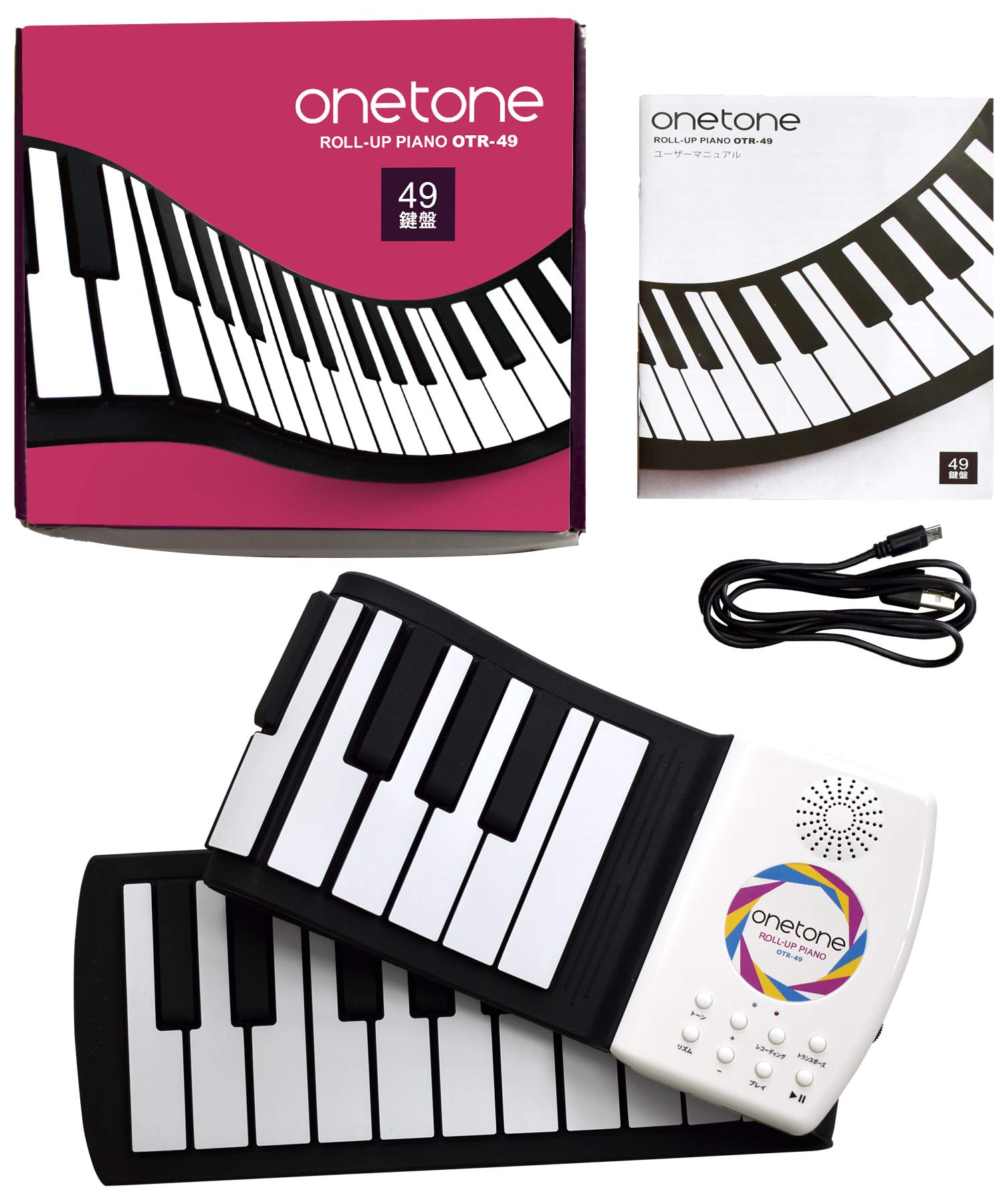 

ONETONE One-Tone Roll-Up Piano (OTR-49) with 49 Keys, Built-in Speaker, Rechargeable Battery, and Transpose Function [Japanese Manual Included]